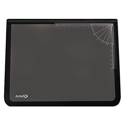 Lift-Top Pad Desktop Organizer with Clear Overlay 31 x 20 Black