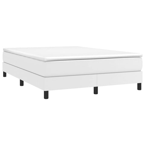 vidaXL Queen-Size Box Spring Bed Frame in White Faux Leather - Modern and Sturdy Bed Frame Suitable for Queen Mattress