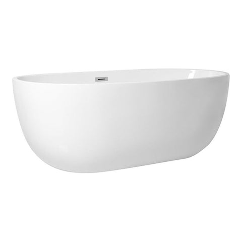 Elegant Decor Indoor Modern 67 inch soaking roll top bathtub in glossy white - 67x30.7x24