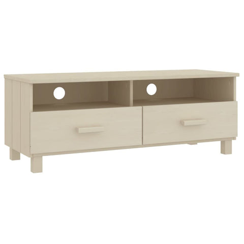 vidaXL HAMAR Honey Brown TV Stand - Solid Pine Wood TV Unit/Console with Drawers & Compartments for Living Room