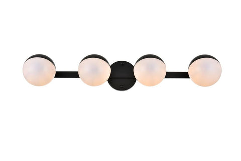Living District Majesty 4-Light Metal Bath Sconce in Black/Frosted White