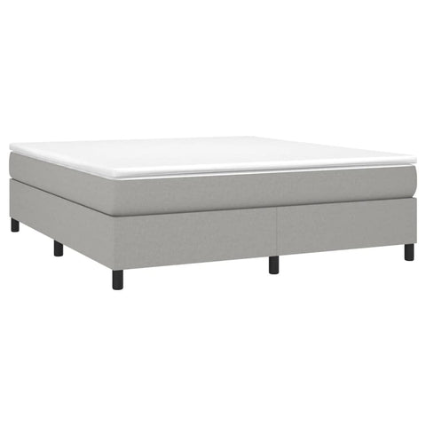 vidaXL King Size Box Spring Bed Frame in Light Gray - Fabric, Plywood, and Engineered Wood Construction Mattress Compatibility - 76"x79.9"