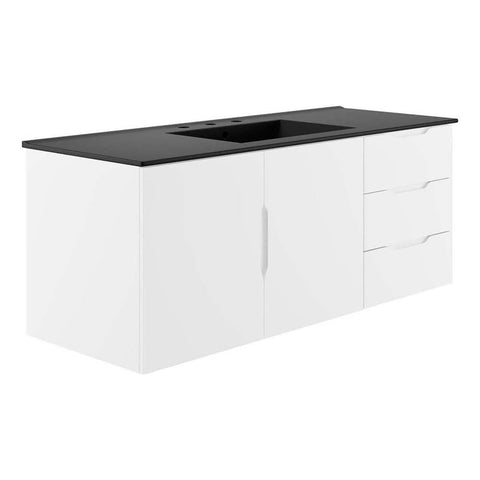 Modway Vitality 48" Single Sink Bathroom Vanity, White Black