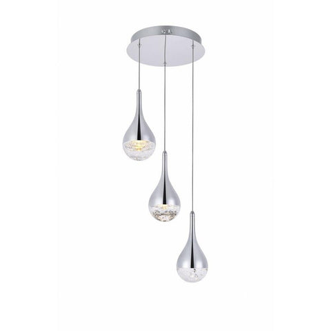 Elegant Lighting Luxurious Amherst Collection LED 3 - Light Chandelier 12in x 9in for Living Room, Bedroom & Hallway, Chrome Finish