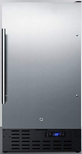 Summit Appliance FF1843BCSS 18" Wide Built-In All-Refrigerator; 2.7 cu.ft.; Stainless Steel Exterior; Digital Thermostat; Automatic Defrost; Adjustable Chrome Shelves; LED Light and Front Lock