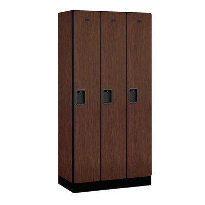 Salsbury Industries 1-Tier Designer Wood Locker with Three Wide Storage Units, 6-Feet High by 21-Inch Deep, Mahogany
