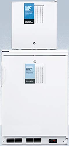 Summit Appliance FF7LW-FS24LSTACKPRO Stacked 24" Wide All-Refrigerator/All-Freezer Combination with Stacking Rack, Locks, Factory-Installed Probe Holes