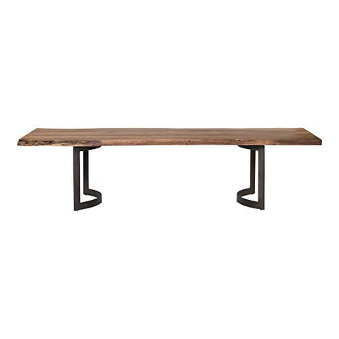 Moe's Home Collection Bent Live Edge Acacia Wood Dining Table, 78" x 40", Smoked