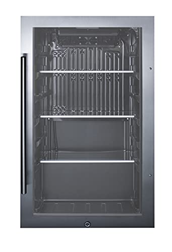 Summit 19” Beverage Center, 3.13 cu.ft. Capacity, Outdoor Refrigerator, Shallow Depth, Stainless Steel & Glass- SPR488BOSCSS