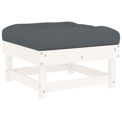 vidaXL Outdoor Patio Footstools, Set of 2, Solid Pine Wood, Adjustable Configurations, Comfortable Cushions, Durable Exterior Furniture for Patio, Terrace, and Garden
