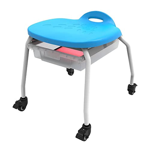 Stackable Classroom Stool with Wheels and Storage - Black