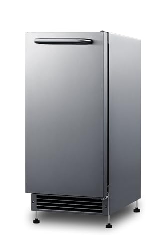 Summit BIM26H34 Drain-Free Icemaker, 15" Wide, 25lb Crescent-Shaped Ice, 304-grade Stainless Steel (34 Inch- Standard Height, Indoor)