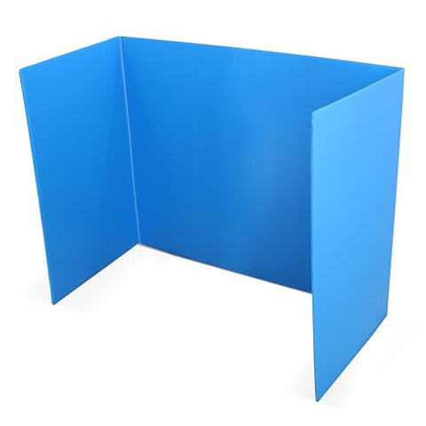 Flipside Products 18”x 46.5” Blue Plastic Study Carrel, Privacy Boards, Premium Corrugated Plastic, Student Privacy and Focus Booth for The Classroom, Desk Divider, Made in USA - 24 Pack