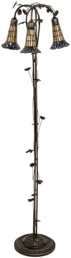 Meyda Tiffany Lighting 255135 Stained Glass Pond Lily Three Light Floor Lamp Lamp Bronze/Dark