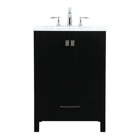 Elegant Decor Irene 24" Zinc Alloy and MDF Single Bathroom Vanity in Black