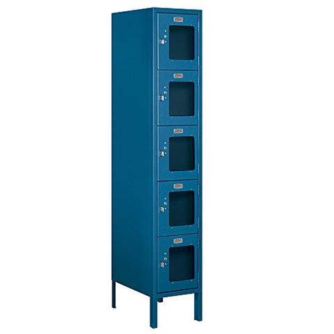 Salsbury Industries S-65158BL-U 12" Five Tier Box Style, 1 Wide x 5 Feet High x 18 Inches Deep, Unassembled See-Through Metal Locker, Blue