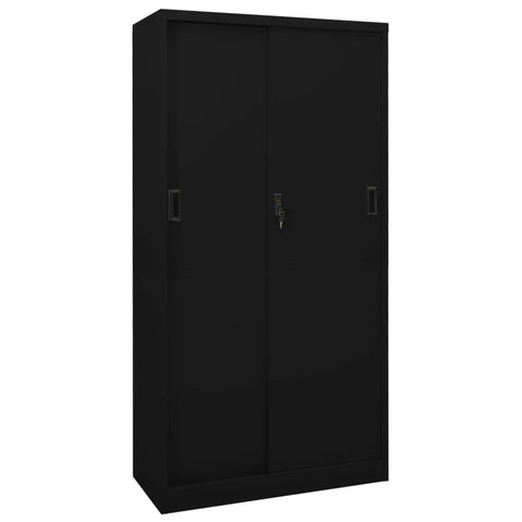 vidaXL Office Cabinet with Sliding Door Black 35.4"x15.7"x70.9" Steel