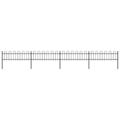 vidaXL Garden Fence with Hoop Top Steel 22.3ft Black