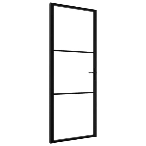 vidaXL Interior Modern Designed Door with Transparent Glass and Aluminum, Stable and Secure Structure, Easy to Install, 29.9"x79.3" Black