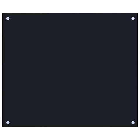 vidaXL Black Kitchen Backsplash Tempered Glass 27.6"x23.6" - Scratch Resistant and Heat-Resistant Protective Wall Barrier - Includes Mounting Materials