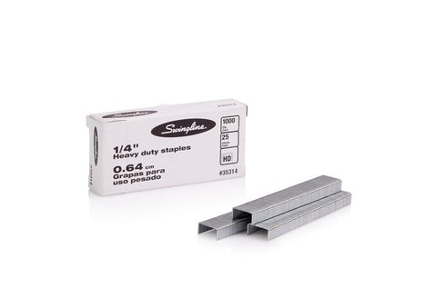 Swingline® Premium Heavy Duty Staples, 1/4" Leg, 100 Per Strip, 1,000/Box