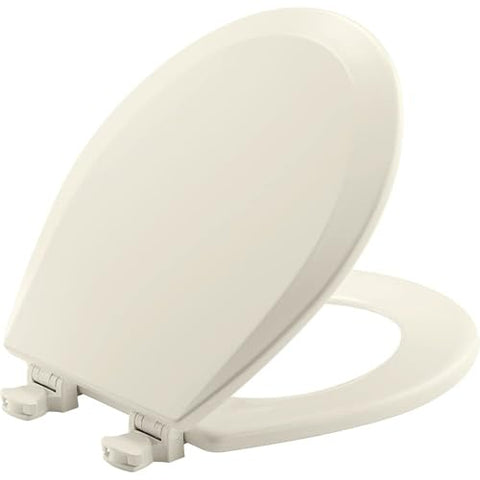 Bemis 500EC Durable Wood Toilet Seat with Easy Clean Hinges, Made in USA, Round, Biscuit