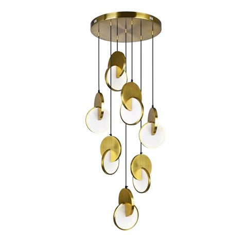 CWI Lighting Tranche Rectangular Canopy Metal LED Pendant in Brushed Brass