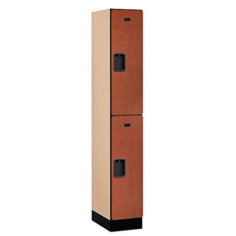 Salsbury Industries 2-Tier Designer Wood Locker with One Wide Storage Unit, 6-Feet High by 18-Inch Deep, Cherry