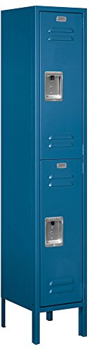 Salsbury Industries Assembled 2-Tier Standard Metal Locker with One Wide Storage Unit, 5-Feet High by 12-Inch Deep, Blue