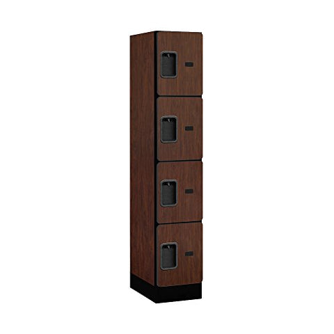 Salsbury Industries Four Tier Designer Wood Locker, Mahogany, 5' 1" x 18"