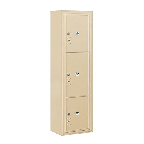 Salsbury Industries 3816S-3PSFU Surface Mounted Horizontal 4C Stand Alone Parcel Locker Mailbox, Sandstone