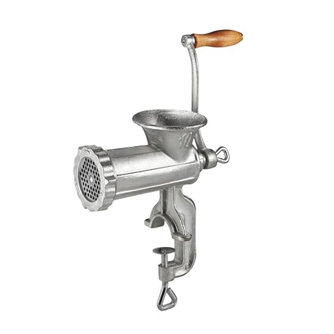 Weston #10 Manual Tinned Meat Grinder and Sausage Stuffer , 4.5mm & 10mm plates, + 3 sausage funnels,Silver