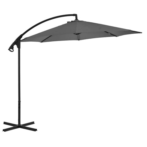 vidaXL Cantilever Umbrella with Steel Pole, 118.1" Diameter, UV Protective and Anti-Fade Polyester in Anthracite, Ideal for Patio or Garden