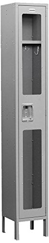 Salsbury Industries S-61165GY-U Single Tier 12-Inch Wide 6-Feet High 15-Inch Deep Unassembled See Through Metal Locker, Gray