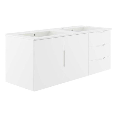 Modway Vitality 48" Double Sink Bathroom Vanity, White White