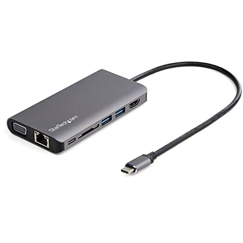 StarTech.com USB C Multiport Adapter - USB-C Mini Travel Dock w/ 4K HDMI or 1080p VGA - 3x USB 3.0 Hub, SD, GbE, Audio, 100W PD Pass-Through - Portable Docking Station for Laptop/Tablet (DKT30CHVAUSP)