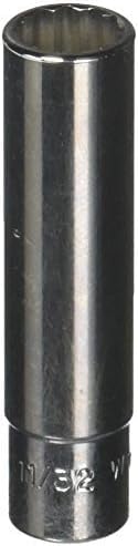 Williams JHWMD-1211 SUPERTORQUE 1/4-Inch Drive Deep SAE Socket, 12 Point, 11/32-Inch Size, High-Polished Chrome Finish, Designed For Use On 12 Point Fasteners