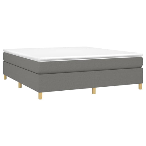 vidaXL King Size Box Spring Bed Frame - Engineered Wood - Dark Gray - 100% Polyester Fabric - Modern Style Double Bed - 76"x79.9" Suitable Mattress Size