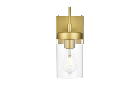 Living District Benny 1-Light Iron & Glass Bath Sconce in Brass/Clear