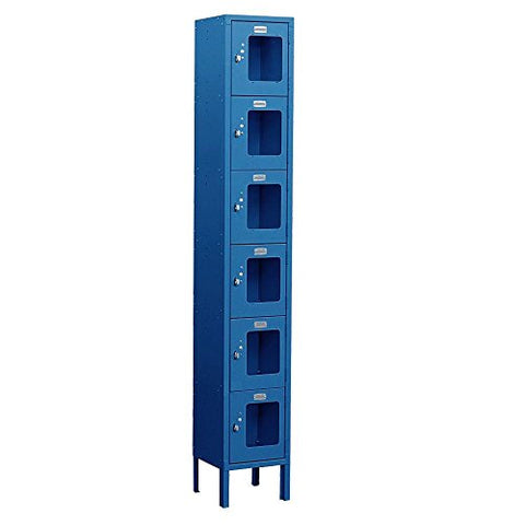 Assembled See-Through Six Tier 1 Wide Locker Size: 78" H x 12" W x 18" D, Color: Blue