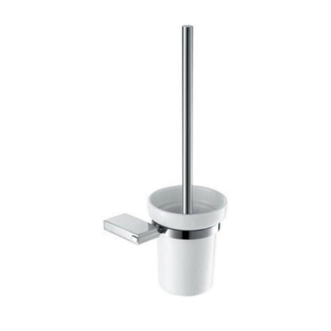 Oakestry Fino Wall-Mount Brushed Stainless Steel Toilet Brush and Removable Holder with Concealed Hardware Corrosion-Resistant Finish Easy-Install Leveling Template