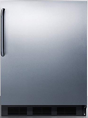 Summit Appliance CT663BKSSTB 24" Wide Refrigerator-Freezer; 5.1 cu.ft; Professional Towel Bar Handle; Cycle Defrost; Adjustable Glass Shelves; Door Storage; Wine Shelf; Interior Light