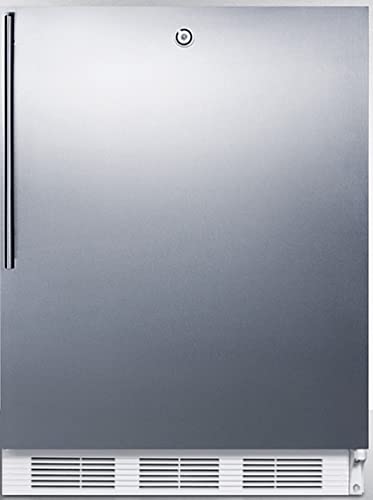 Summit 24" Refrigerator - Freezer, Peak24 Undercounter Fridge, 5.1 cu.ft. Capacity, Stainless Steel Door, White Cabinet - CT66LWSSHV
