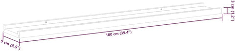 vidaXL Durable Wall-Mounted Shelves in Modern Gray - Set of 4 - Easy to Clean - Ideal for Decorative Items & Books - 39.4"x3.5"x1.2"