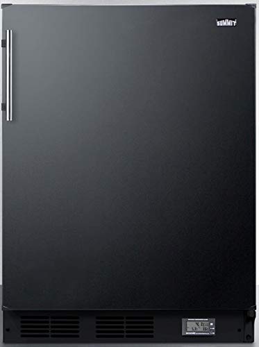 Summit Appliance BKRF663BBIADA Built-in Undercounter ADA Compliant 24" Wide Break Room Refrigerator-Freezer in Black with NIST Calibrated Thermomete and High/Low Temperature Alarm