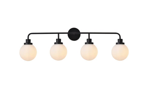 Living District Hanson 4-Light Metal Bath Sconce in Black and Frosted