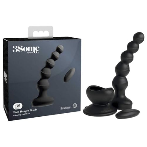 3Some Wall Banger Silicone Rechargeable Remote Control Vibrating Anal Beads - Black