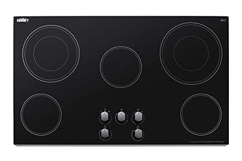 Summit 36" Electric Cooktop, 5-Burners, 208-240V Radiant Cooktop, Black- CR5B36MB