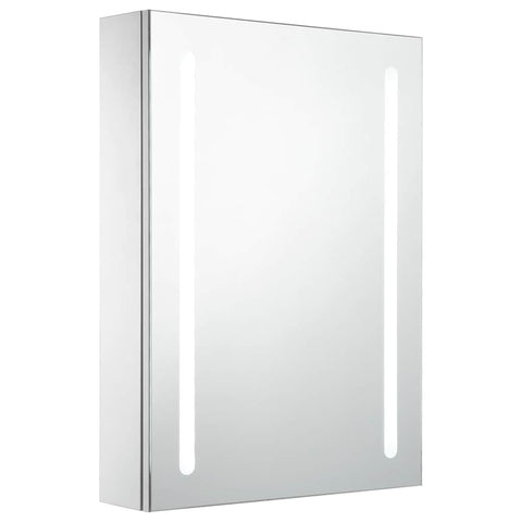 vidaXL LED Bathroom Mirror Cabinet with Shelves, Wall Mounted MDF Board Vanity Storage, Contemporary Style, Energy-Efficient Illumination