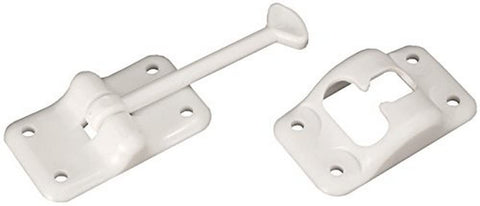 RV Designer E231 Entry Door Holder - T-Style RV Door Holder 3-1/2" White - Durable Plastic for Camper/RV Doors - Easy Install with Plunger & Screws - Top RV Accessories